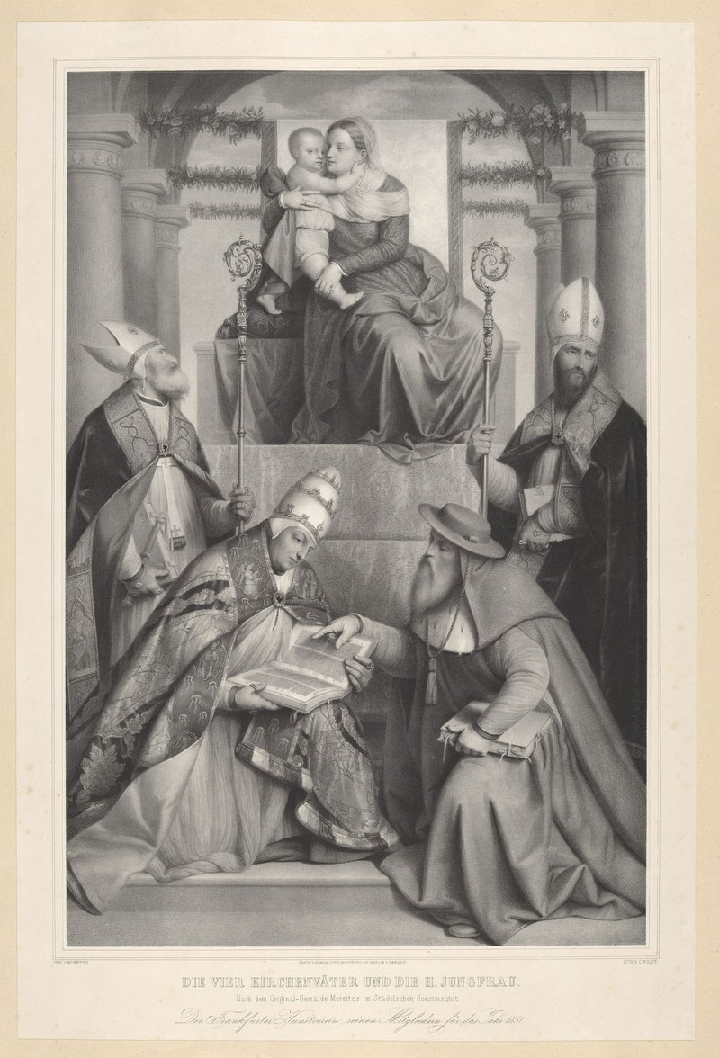 Thronende Madonna mit dem Kind und den Kirchenvätern