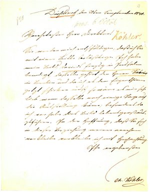 Brief an Wilhelm von Schadow